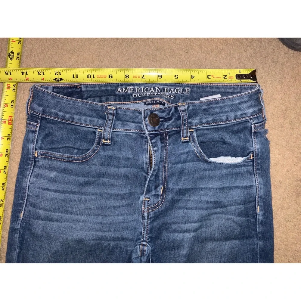 American Eagle Super Stretch Jegging Medium Wash Blue Jeans Women 4 Short T42-31